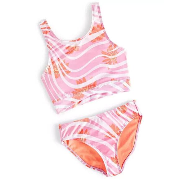 ID IDEOLOGY Big Girls 2-Pc. Twisted Tankini Swimsuit Pink Size XL (16) - Picture 1 of 6